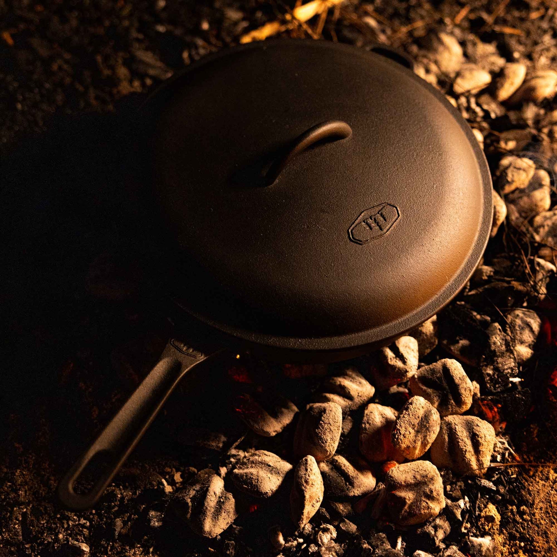 lightweight 12 inch cast iron skillet for induction and campfire