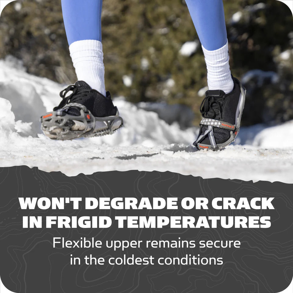 Yaktrax Run ice running cleats with reflective heel tab and straps