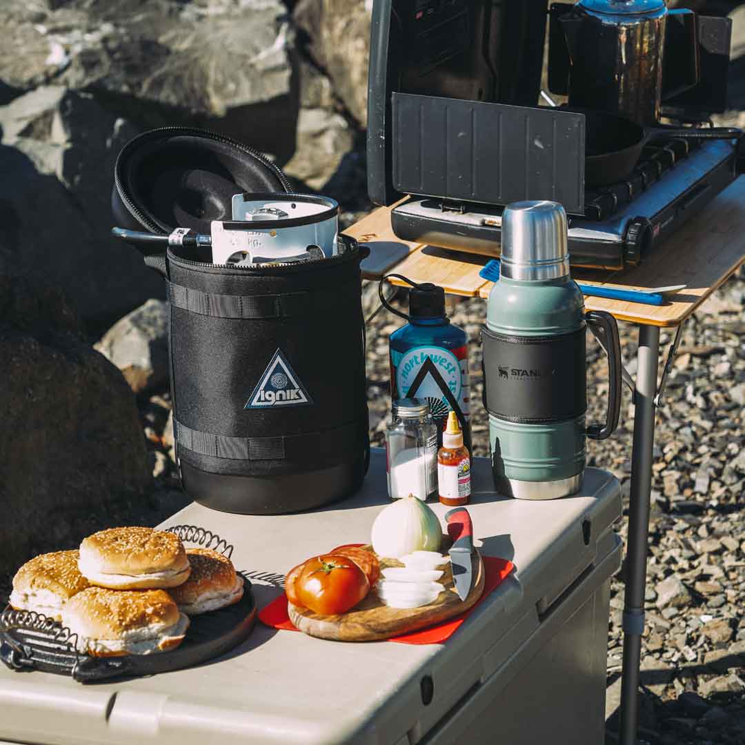 ignik propane tank on camp kitchen
