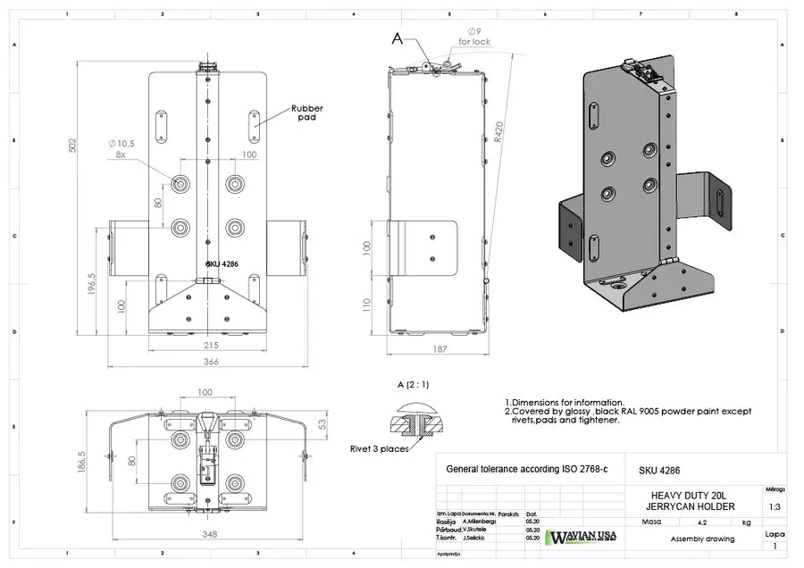 Front-loading NATO-style 20L jerry can holder