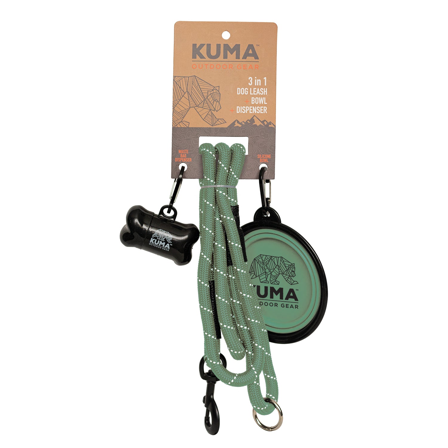 Kuma 3 in 1 Dog Leash Sage
