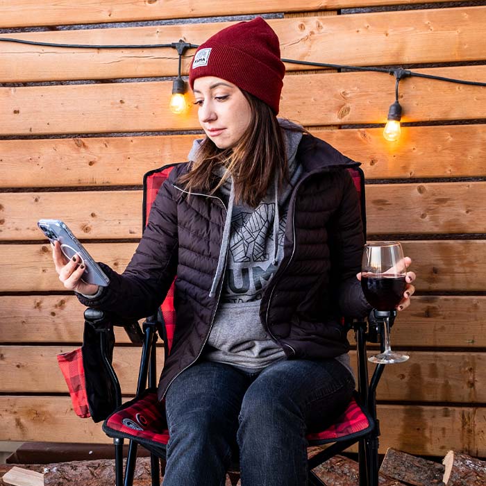 A person demonstrating the look on the chair