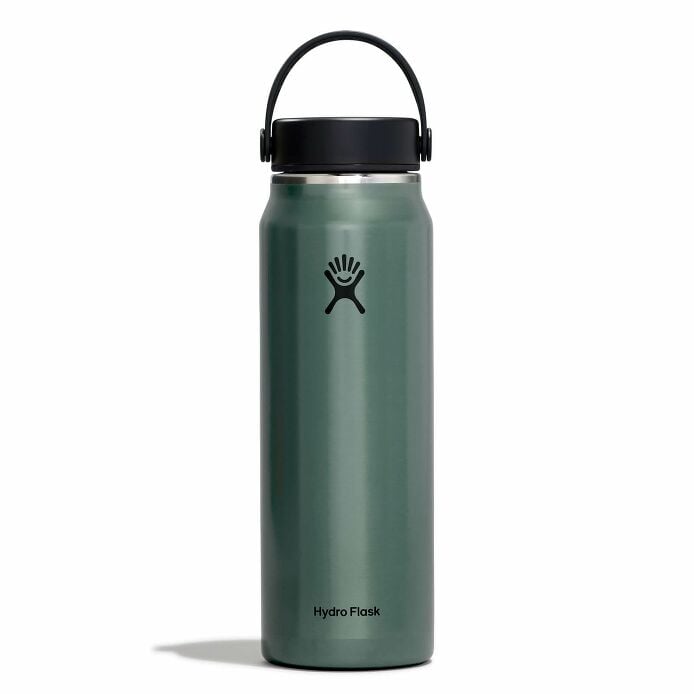 Hydro Flask 32 oz Lightweight Wide Mouth Trail Series bottle, 25% lighter, stainless steel with TempShield insulation, keeps drinks cold for 24 hours and hot for 12 hours