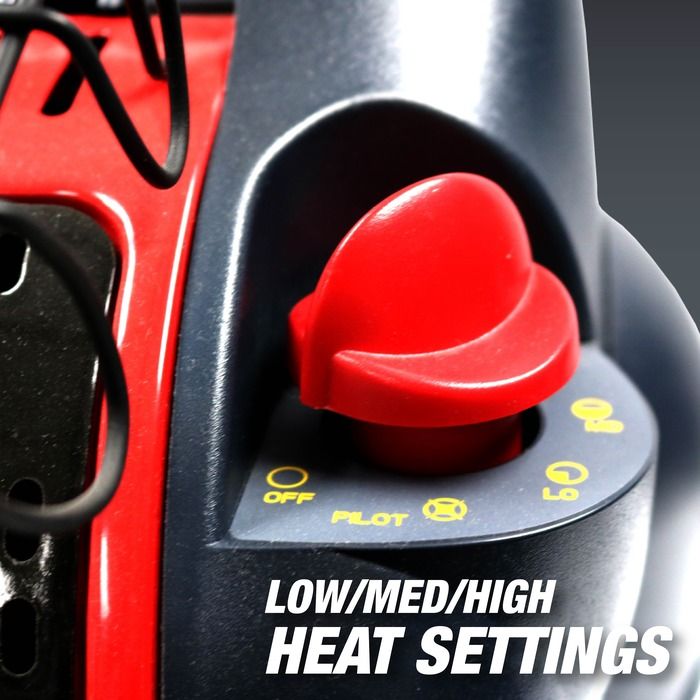 Image showing the Mr. Heater Portable Buddy® connected to a 20 lb. propane cylinder using an optional hose for extended heating.