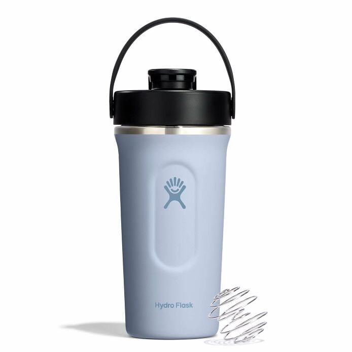 Hydro Flask 24 oz insulated shaker bottle with ergonomic grip and leakproof flip-top chug spout