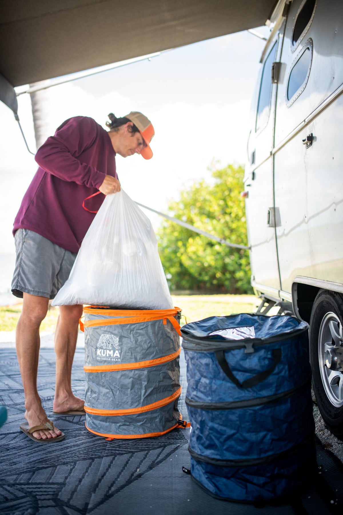 KUMA collapsible waste bin for campsite organization