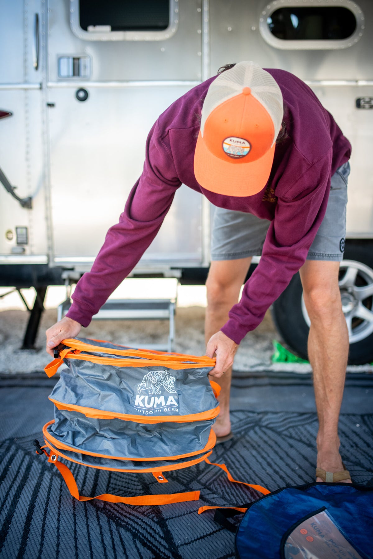 KUMA portable camp trash bin with webbed handles