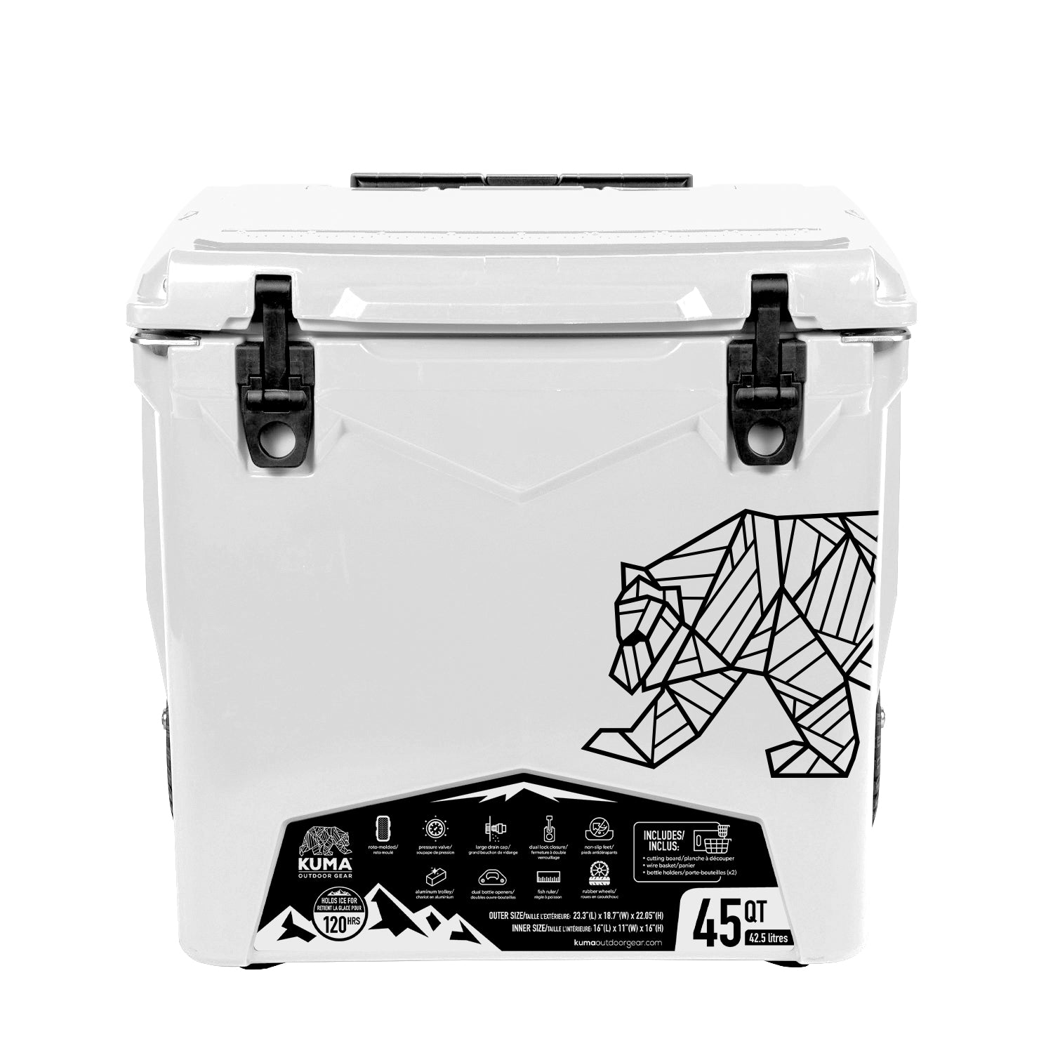 Orso 45 quart cooler with built-in lid ruler