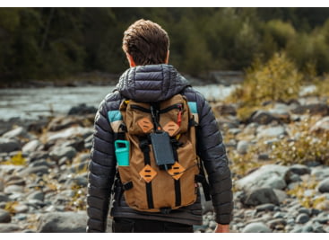 Poseidon Pro battery placed next to a standard smartphone, illustrating its similar dimensions for easy portability