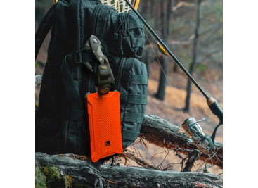 Poseidon Pro battery shown surviving a 50-foot drop, with text highlighting its Armor Flex™ technology for extreme impact resistance.