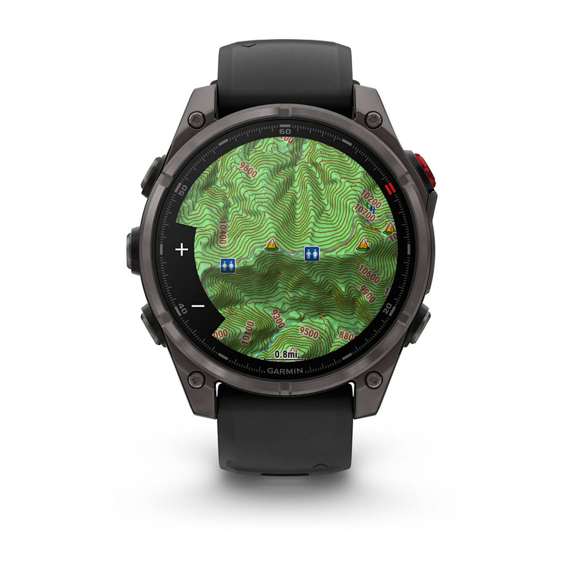 Garmin watch with LiveTrack™, satellite text messaging, and Garmin Response SOS support