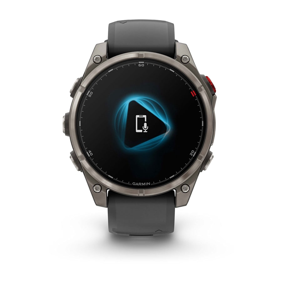 Athlete running with Garmin Fēnix 8 Pro GPS smartwatch on wrist