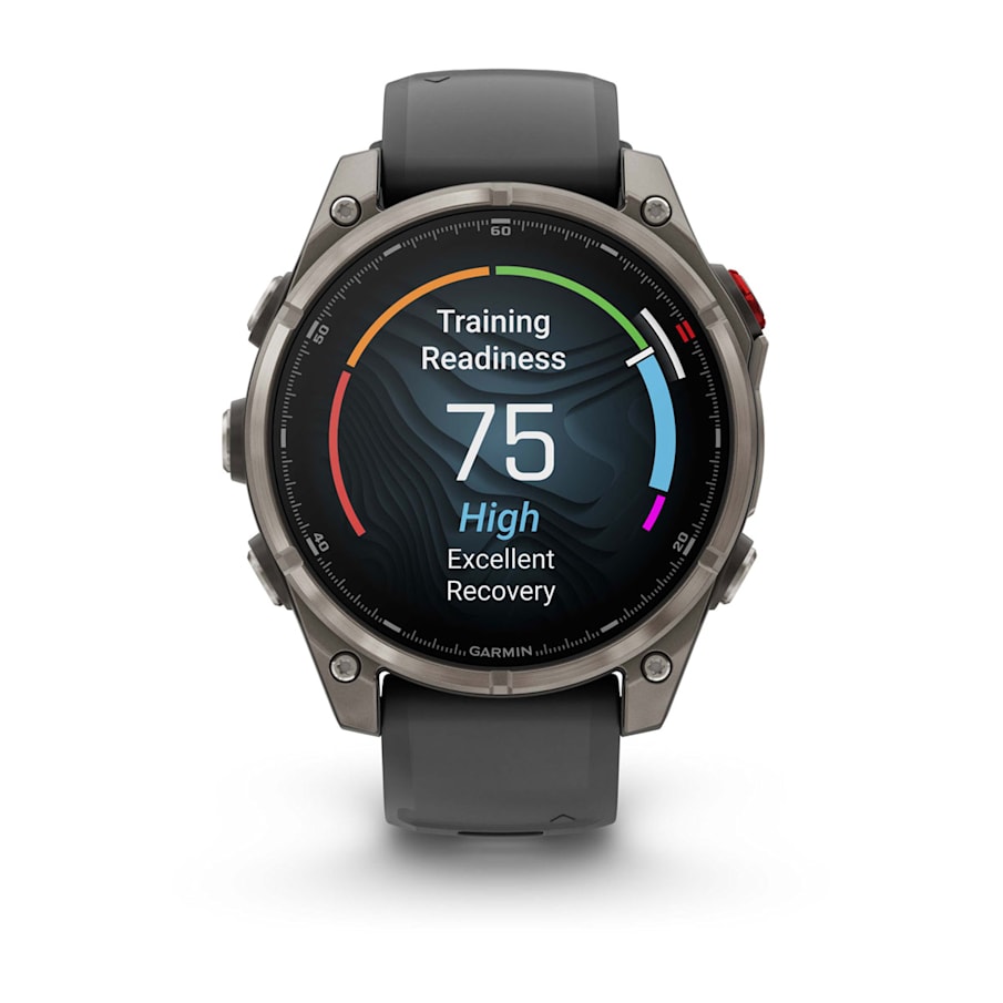 Garmin Fēnix 8 Pro adventure smartwatch with topographic maps on screen