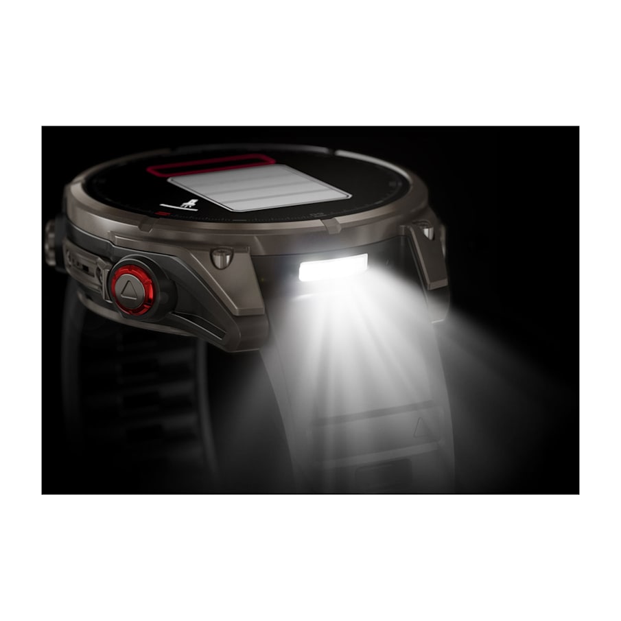 Garmin Fēnix 8 Pro smartwatch with stainless steel bezel and sport band