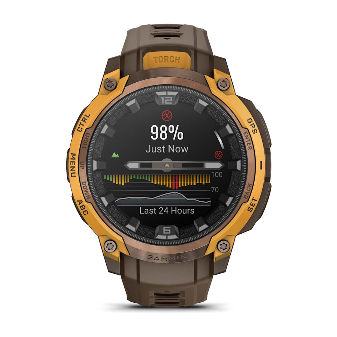 Garmin Instinct Crossover AMOLED analog hands with Super-LumiNova coating
