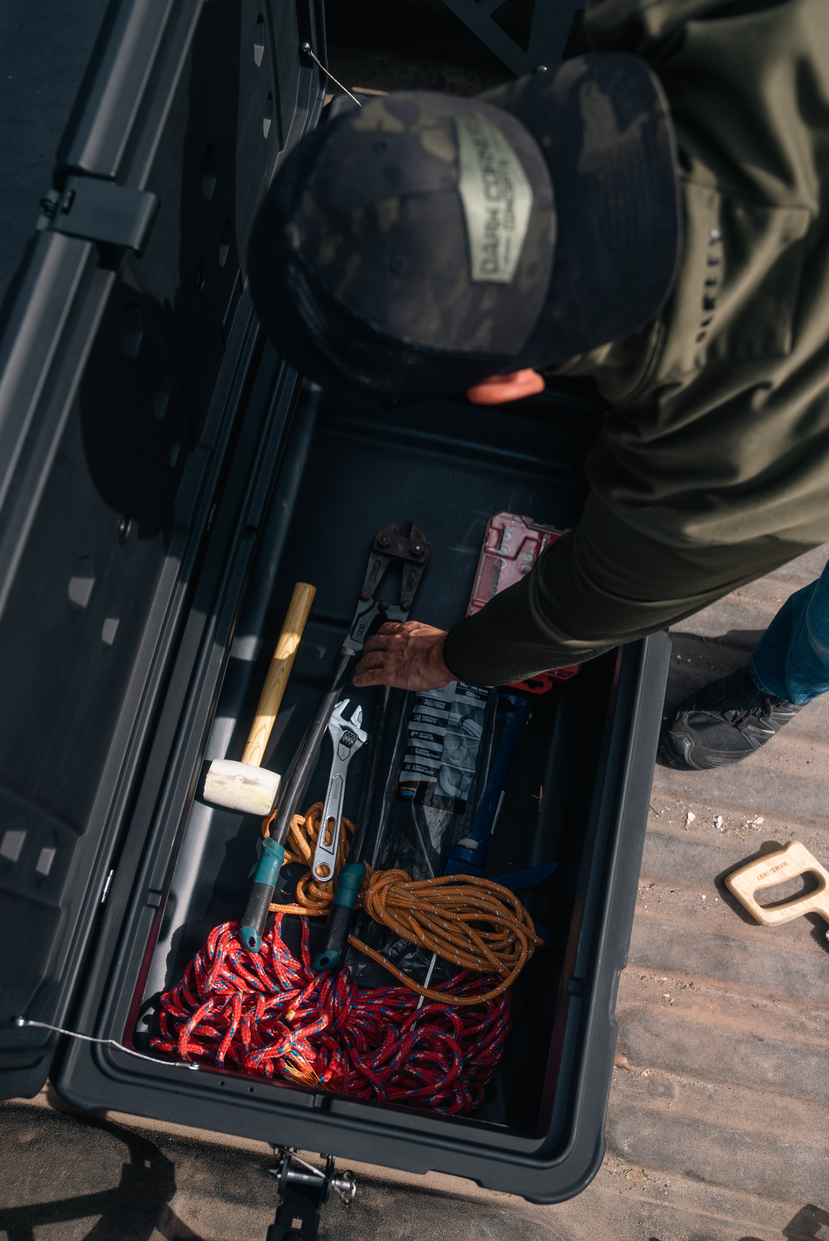 Weather-resistant Pelican Cargo case for tools, clothing, and outdoor gear