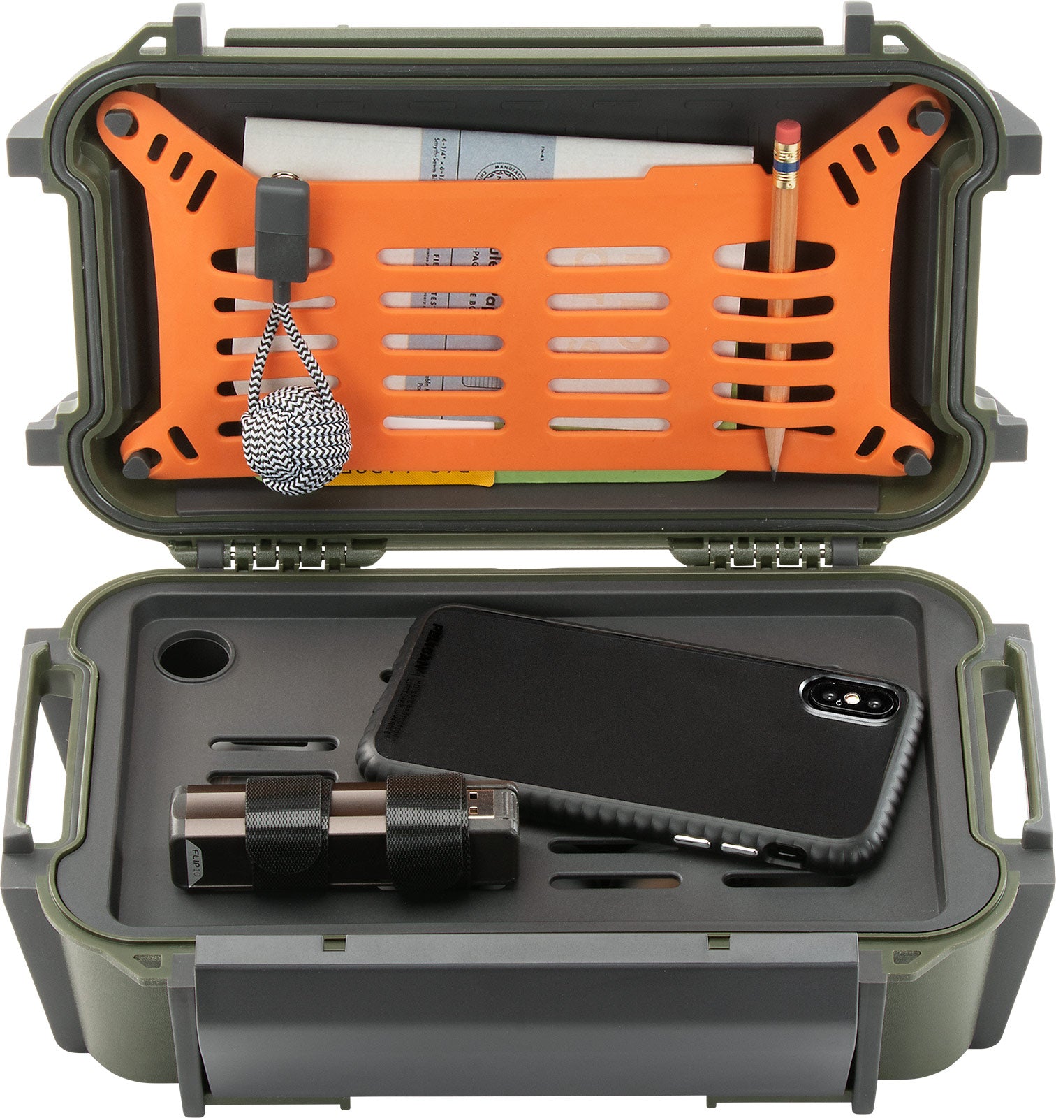Pelican™ Ruck Case with ABS and polycarbonate body, TPU bumpers, and abrasion-resistant outer shell designed to withstand impacts
