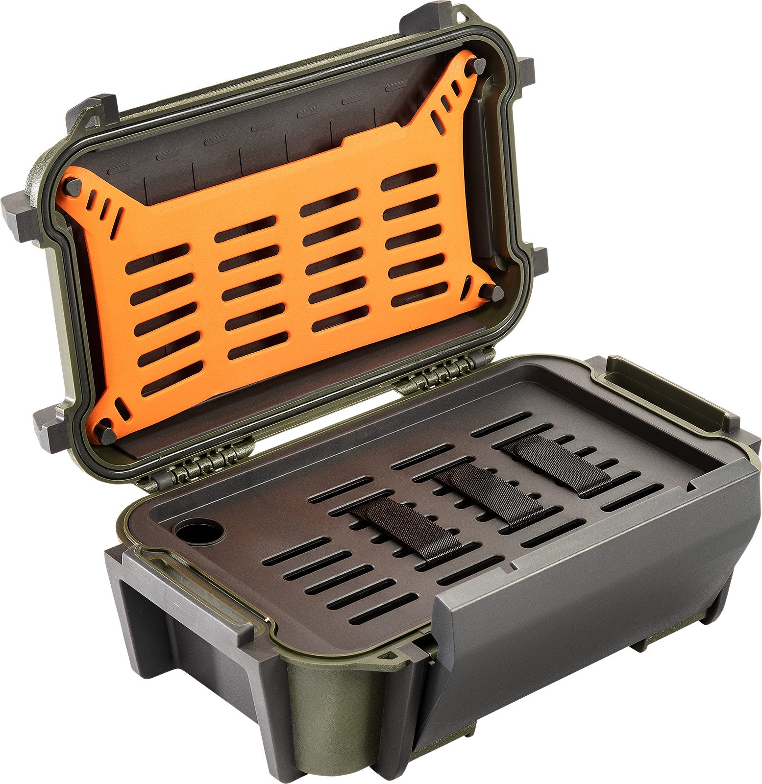 Pelican™ Ruck Case submerged in water, demonstrating IP68-rated protection—waterproof to 2 meters depth for 30 minutes and resistant to dirt, dust, and snow."