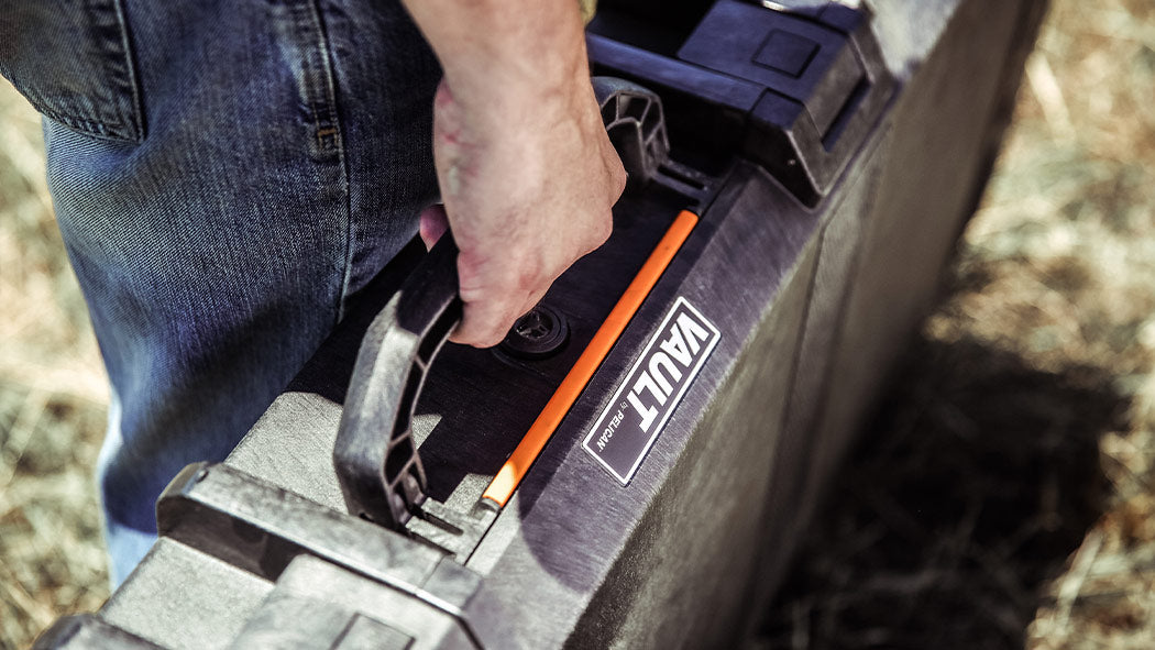 Rugged Vault gun case with ABS latches and stainless steel hinge pins