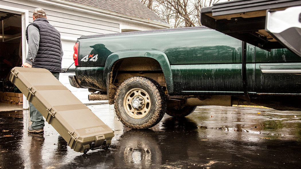 Close-up view of the Vault series gun case’s four-layer protective foam interior, made of high-density polyurethane, designed to securely cushion and protect firearms.