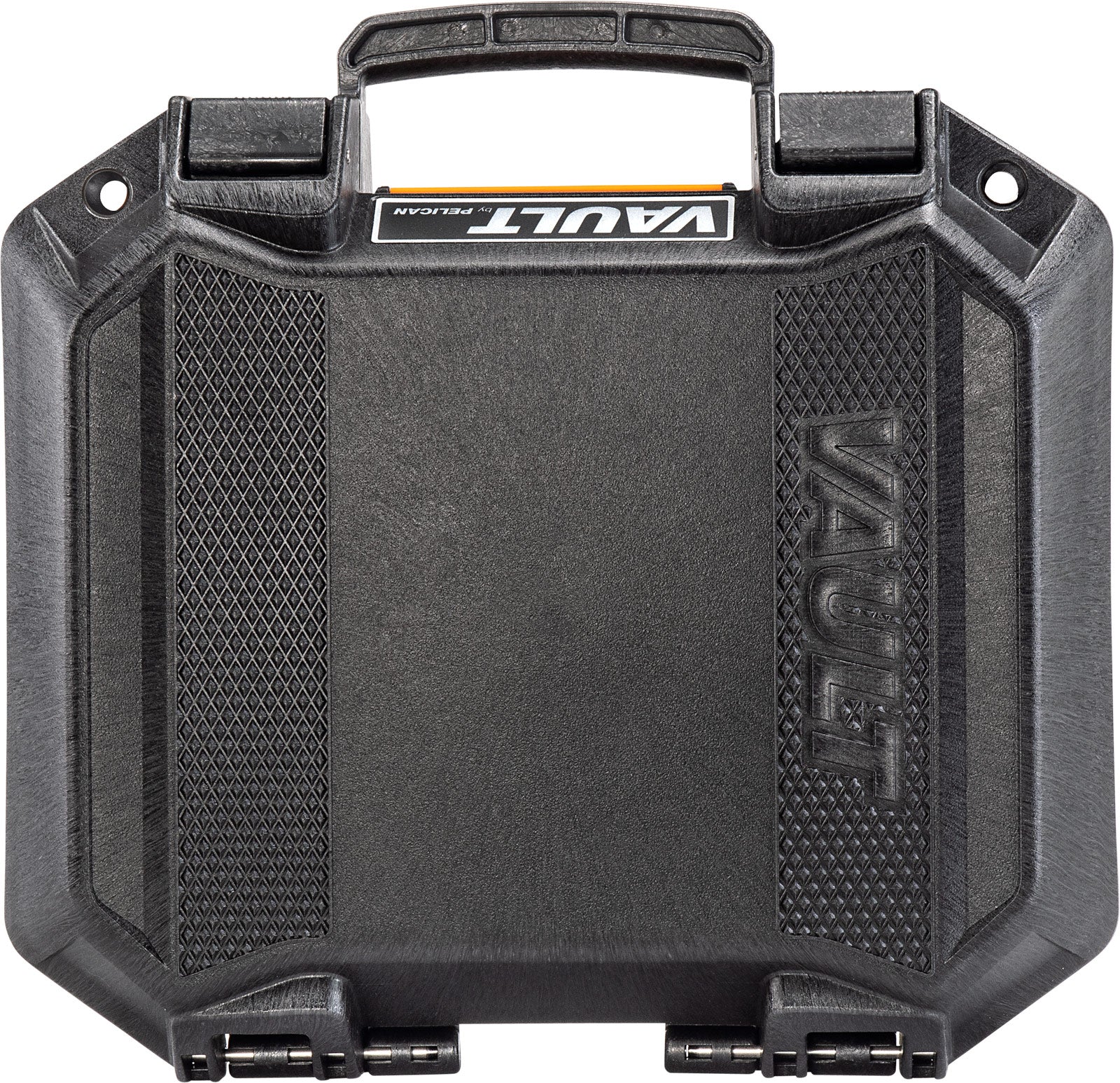 Vault equipment case materials include polyethylene body, ABS latch, stainless steel pins, and a 3-micron hydrophobic vent, offering supreme durability and water resistance.