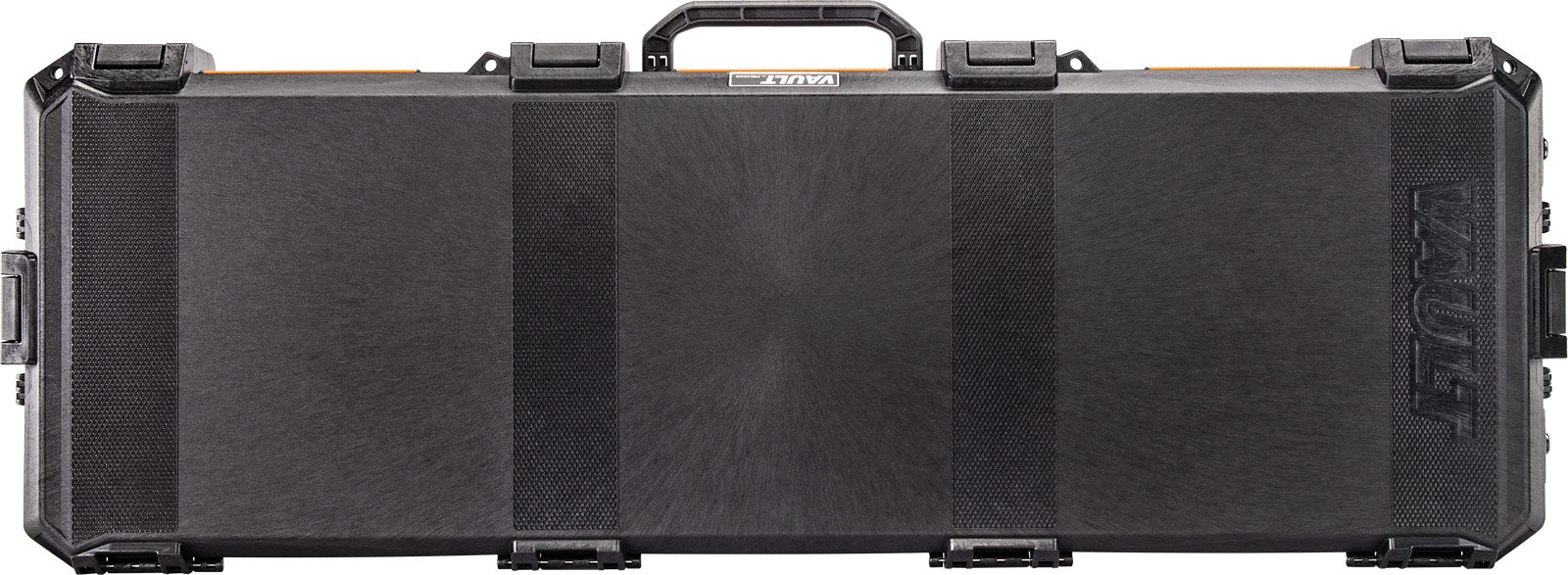 Heavy-duty ergonomic handle of the Vault series gun case, designed to withstand tough conditions, providing a comfortable and secure grip for transport