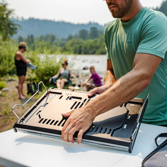 Side view of the Pinnacle Pro Stove with space-efficient design