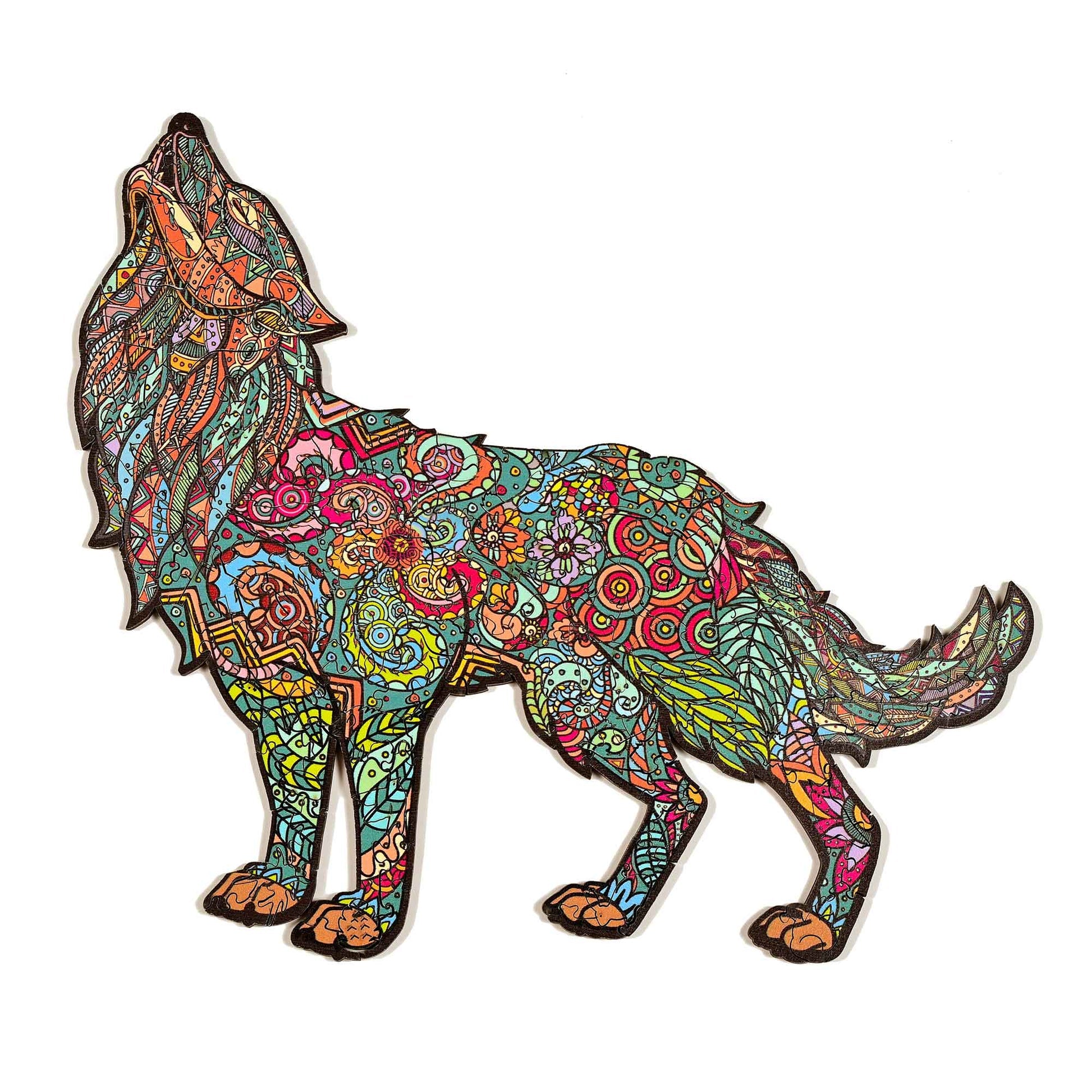 GSI Outdoors Timber Wolf Wood Puzzle featuring a detailed wildlife design with wooden puzzle pieces.