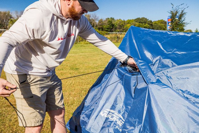 Quick-Set Apex Tent with dual full-zip doors for convenient access.