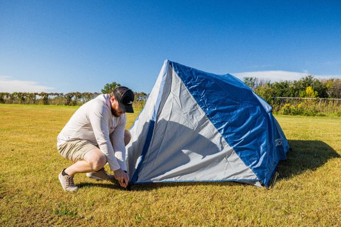 Interior view of the Quick-Set Apex Tent with sewn-in floor and spacious design.