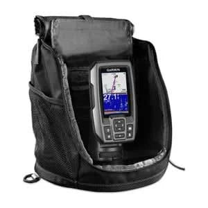 Portable fishfinder in carrying case with 3.5-inch color screen and GPS for kayak, canoe, or ice fishing