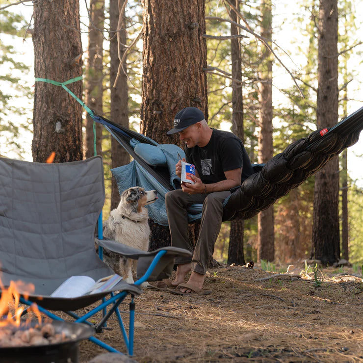 Compact outdoor pillow for hammocks made with durable nylon fabric and synthetic insulation