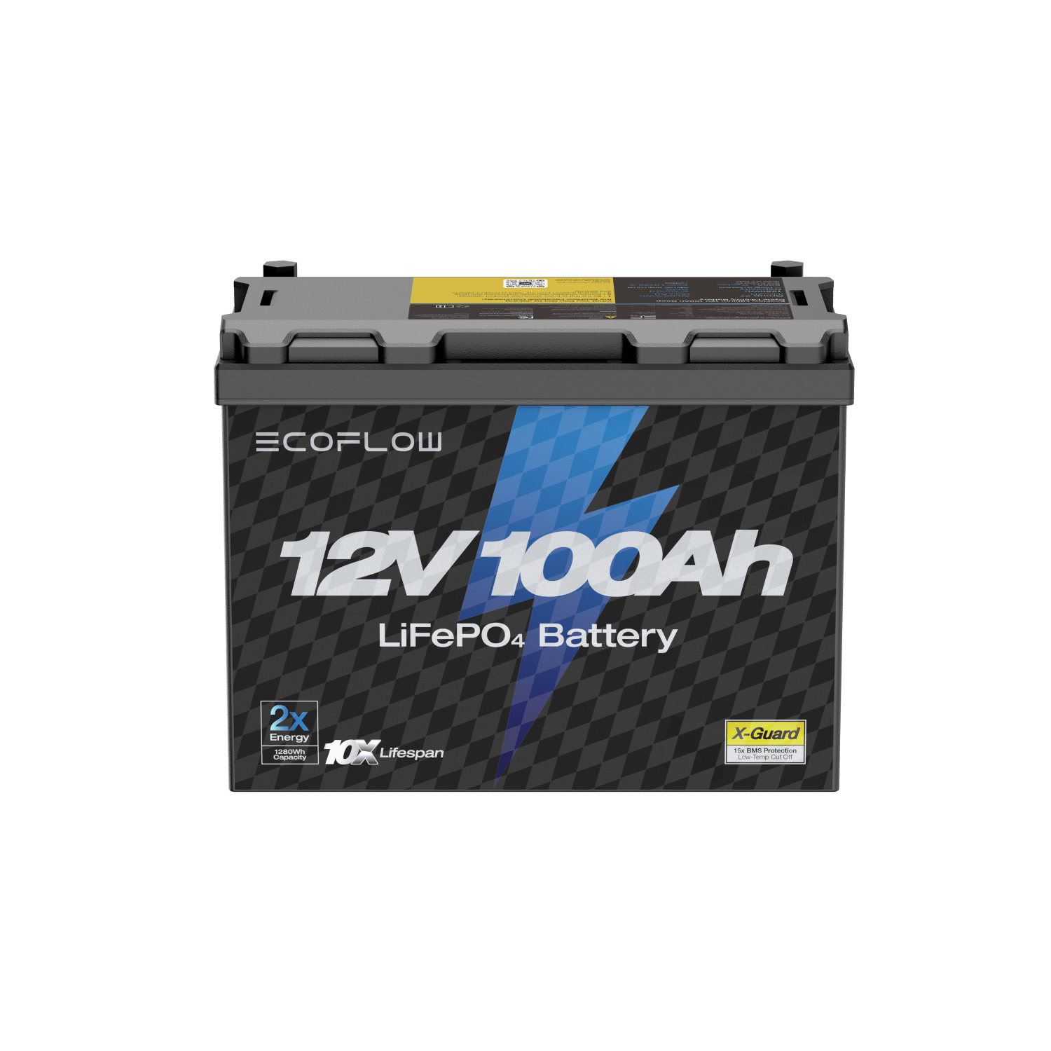 EcoFlow 12V 100Ah lithium battery for RVs, cabins, and off-grid workshops with 1280Wh capacity and IP65 waterproof protection