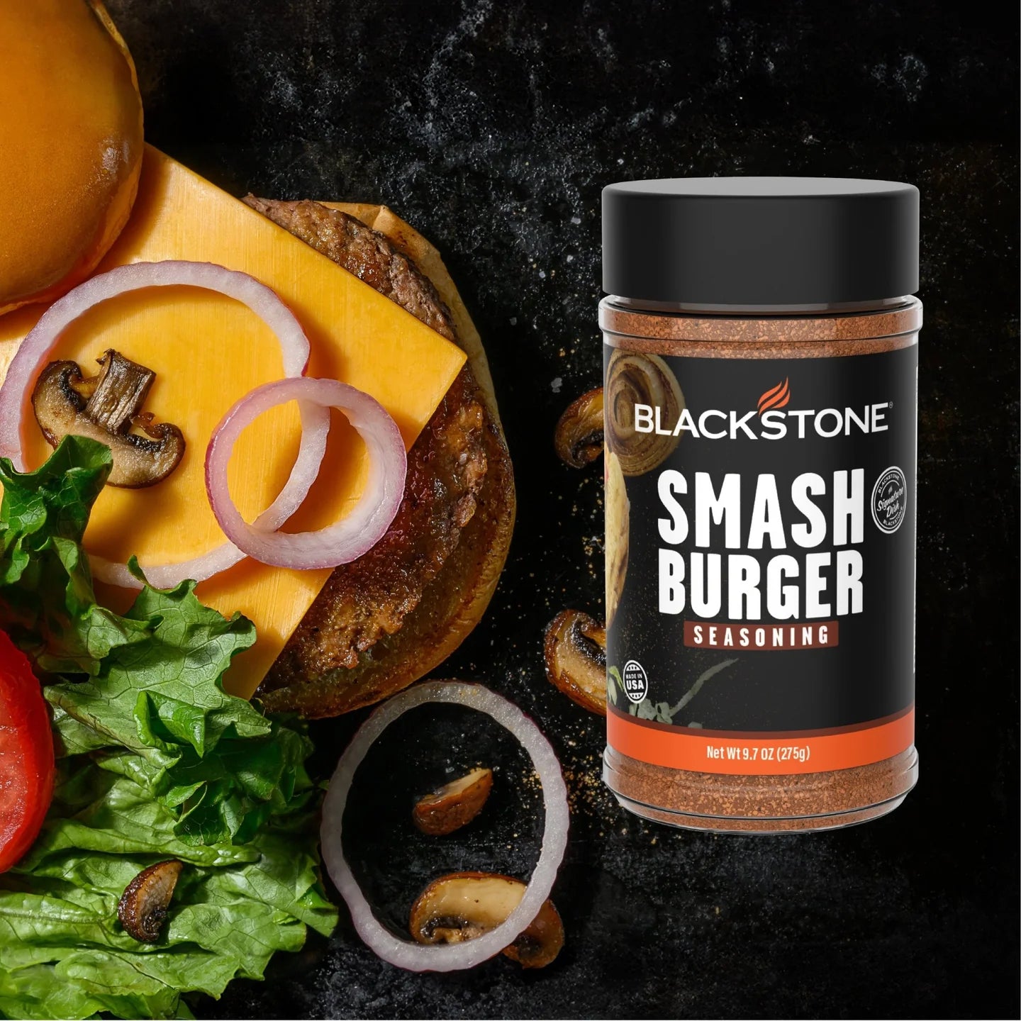 Blackstone burger seasoning with tangy pickle flavor for smash burgers