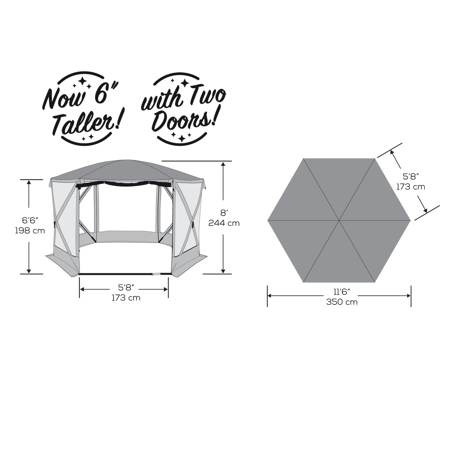 The Super Deluxe Bear Den Gazebo connected to another unit using the Bear Den Gazebo Gusset, showcasing the zippered panel connection.