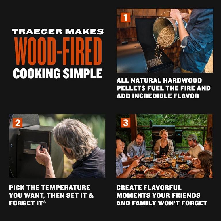Wood pellet grill Traeger Tailgater consistent heat outdoor cooking