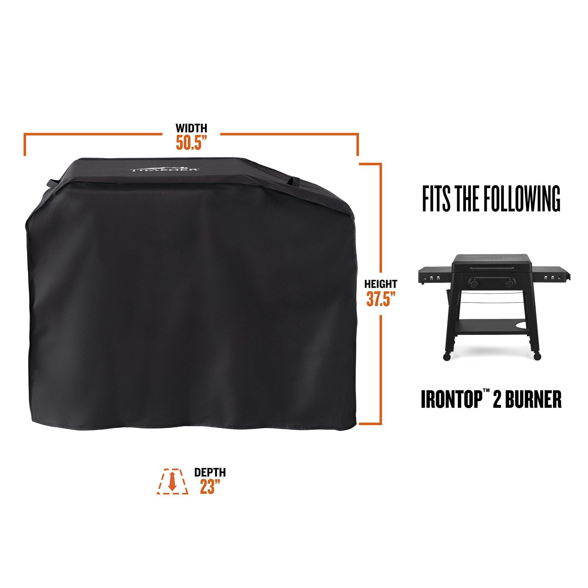 Irontop 2-Burner Full-Length Grill Cover Protecting Outdoor Griddle from Weather and Debris
