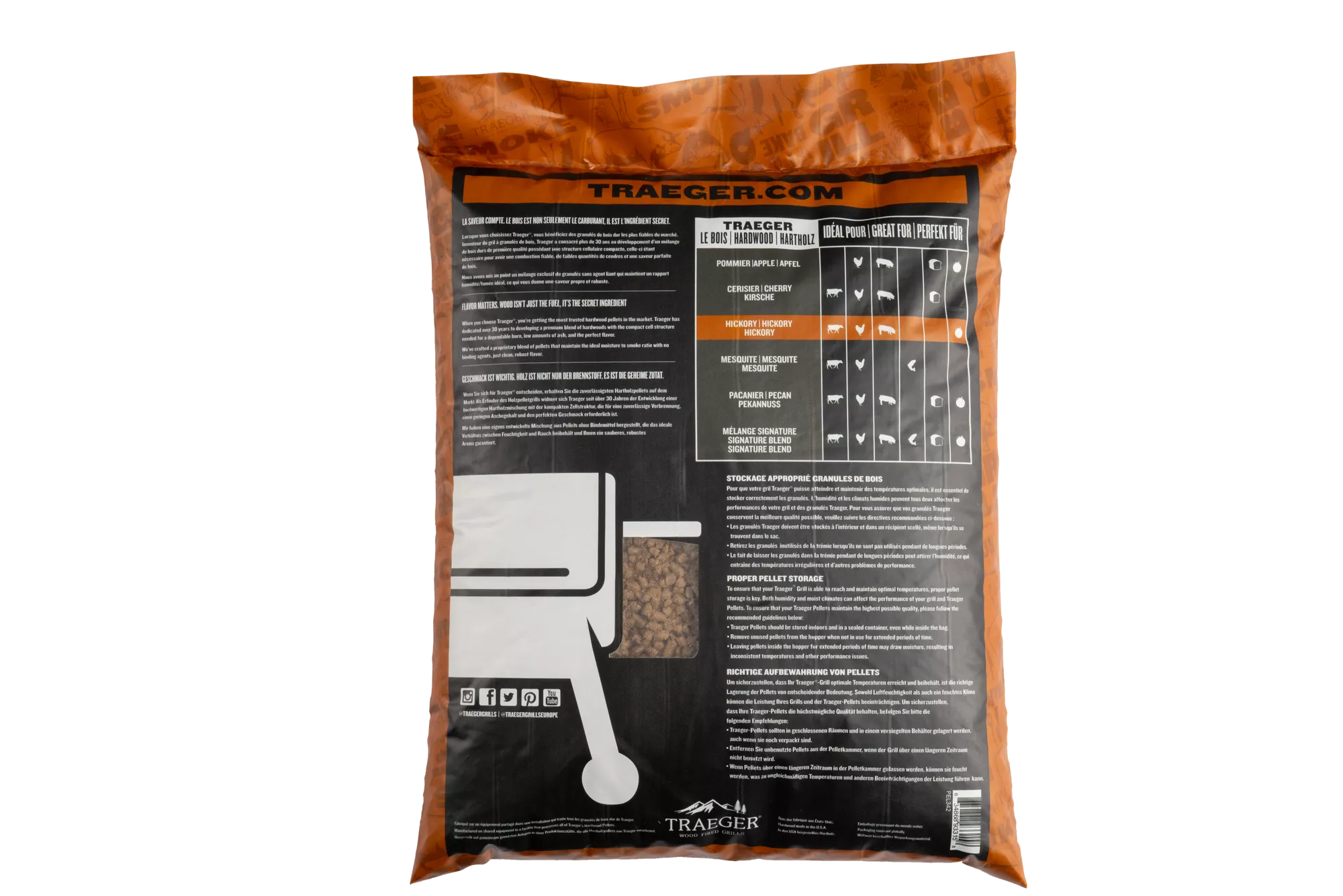 Classic hickory hardwood pellets strong smoky flavor clean burning grill fuel