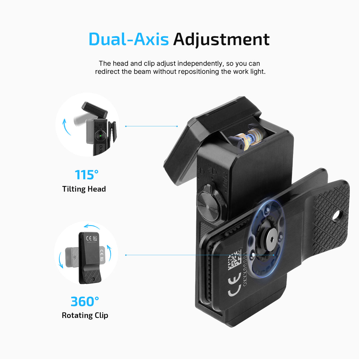 Olight Oclip 2 Ultra Onyx Black adjustable light head