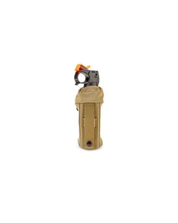 Lightweight bear spray holder with drawstring closure for hunting safety