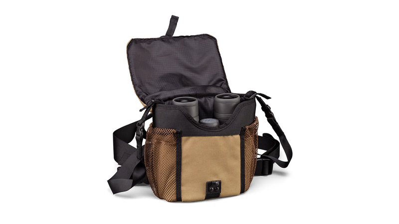 GlassPak binocular harness case with full coverage lid and storage pockets