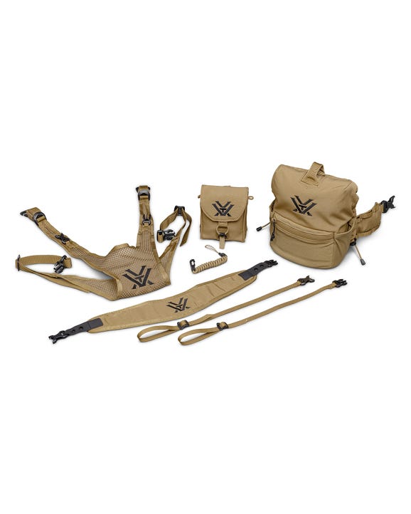 GlassPak Pro binocular harness with weather-resistant exterior and quiet interior lining