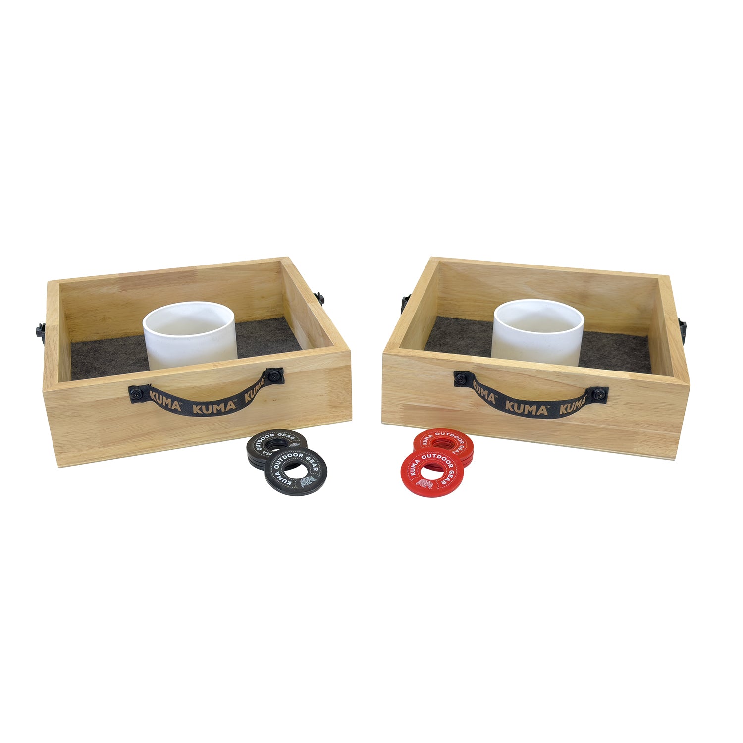 Thick felt liner inside target boxes ensures washer absorption with every throw.