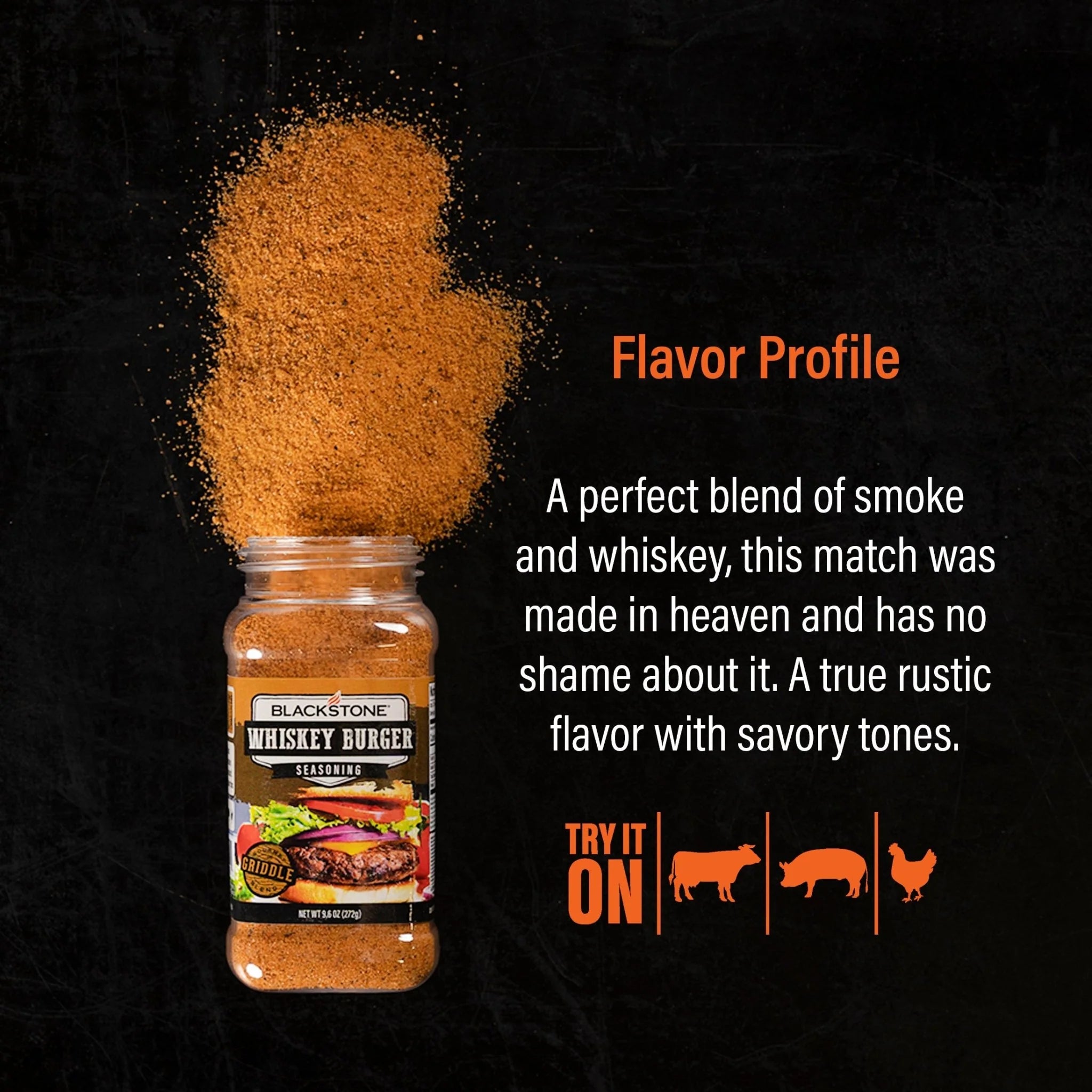 Made in USA label on Blackstone Whiskey Burger Seasoning bottle