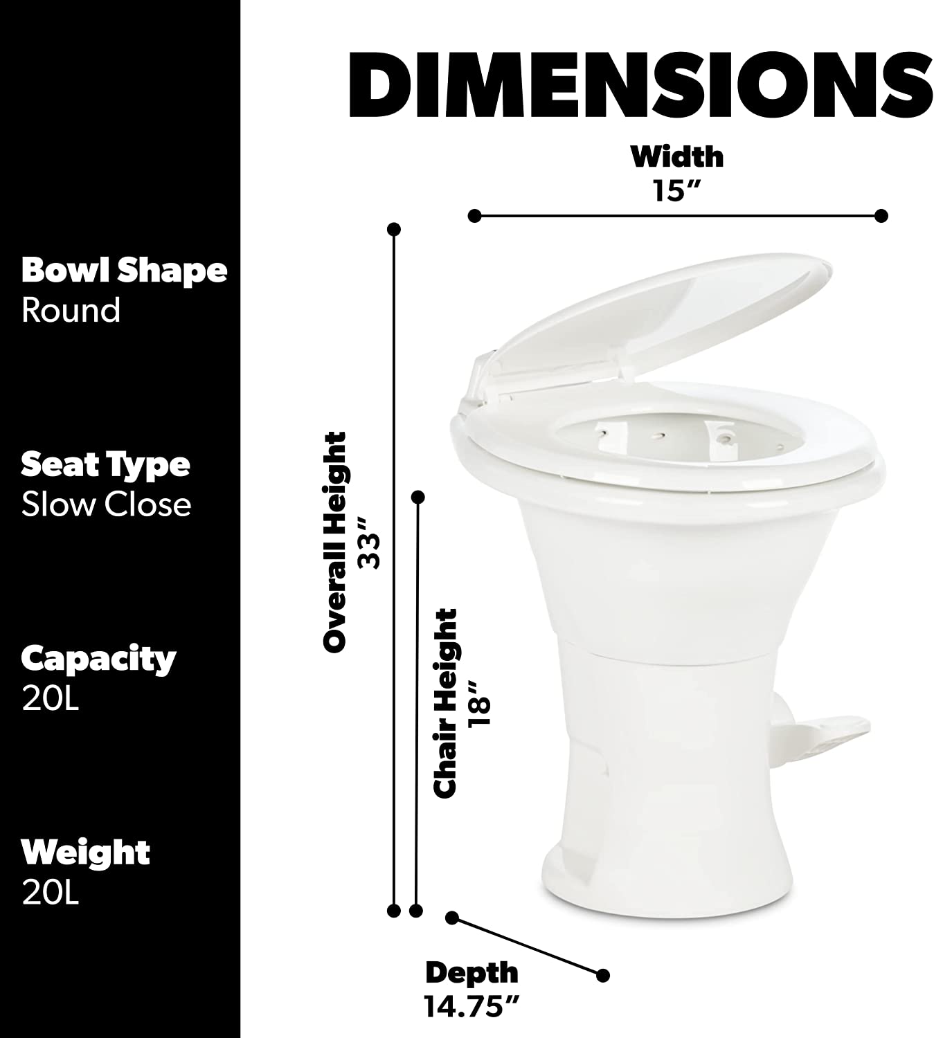 Dometic 310 Porcelain Toilet - White