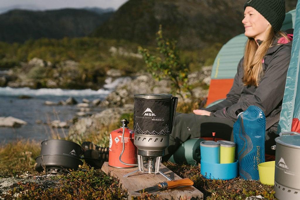 MSR backpacking stove and camping cookware