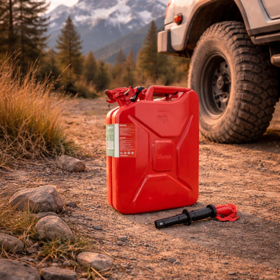 Wavian NATO-style steel fuel can for outdoor adventures