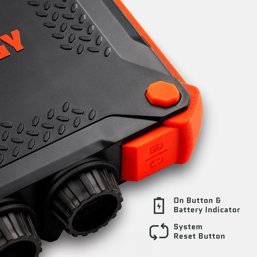 Rugged USB-C battery charger for cameras, phones, laptops, and satellite internet