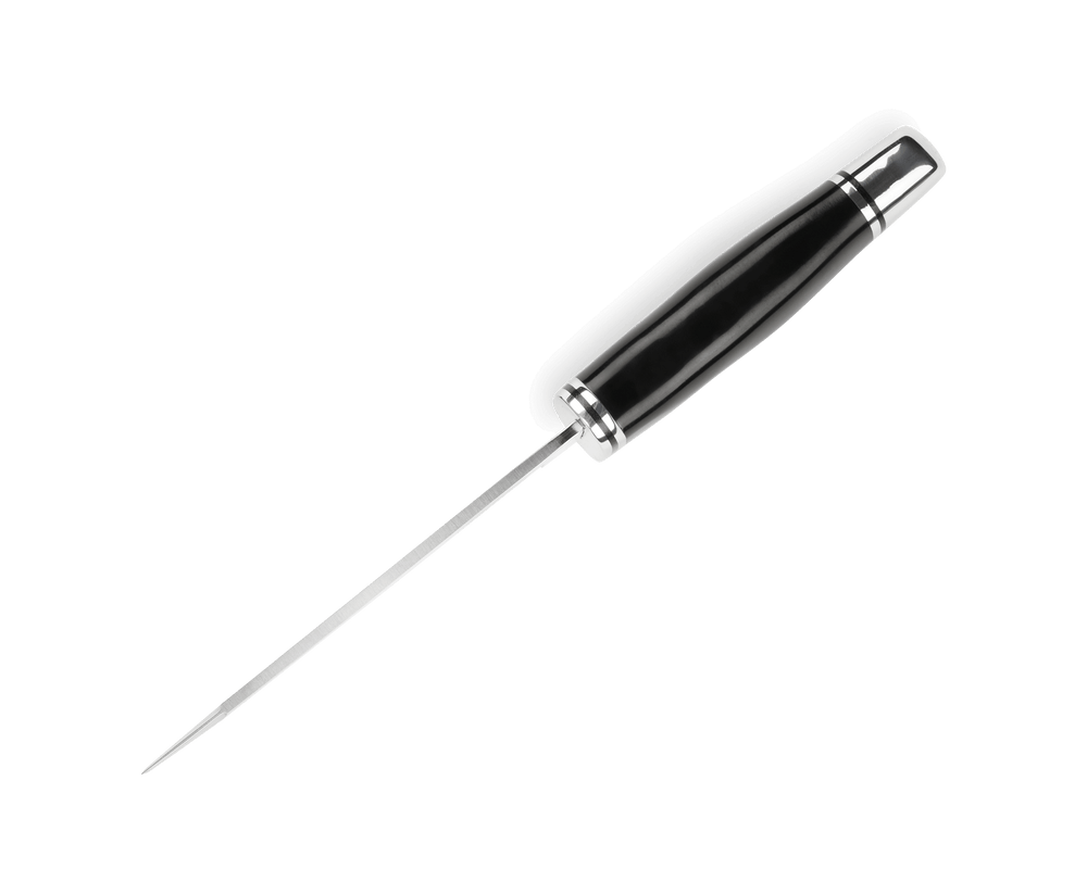 Close-up of Buck modified clip blade with integrated finger guard