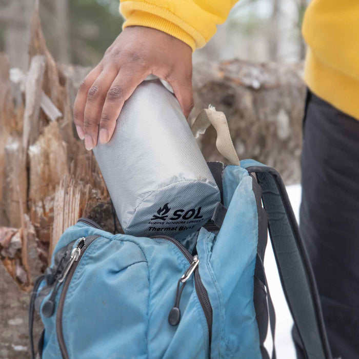 Heat-reflective emergency bivvy for camping and outdoor survival

